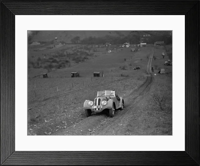Framed Print : Frazer-Nash BMW 328 of H Wood at the London Motor Club Coventry Cup Trial, Knatts Hill, Kent, 1938 Framed Print : Frazer-Nash BMW 328 of H Wood at the London Motor Club Coventry Cup Trial, Knatts Hill, Kent, 1938