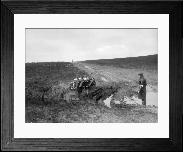 Framed Print : Swept-wing MG J2 competing in a motoring trial, Bagshot Heath, Surrey, 1930s. Artist: Bill Brunell