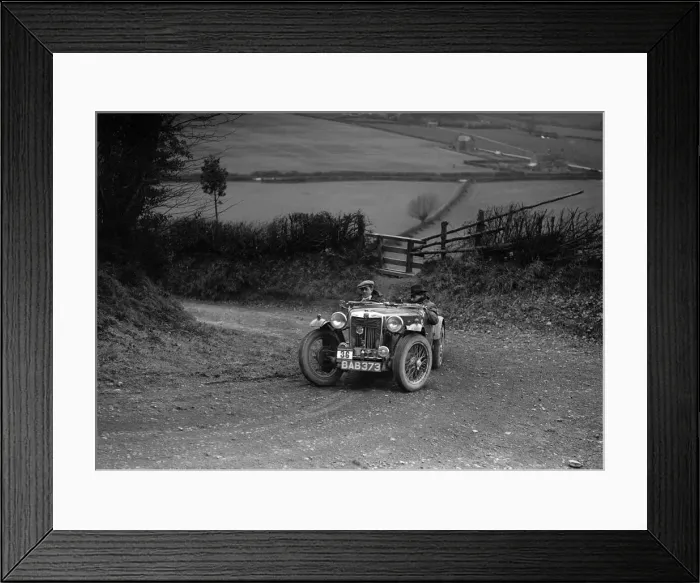 Framed Print : MG TA of NH Grove competing in the MG Car Club Midland Centre Trial, 1938. Artist: Bill Brunell Framed Print : MG TA of NH Grove competing in the MG Car Club Midland Centre Trial, 1938. Artist: Bill Brunell