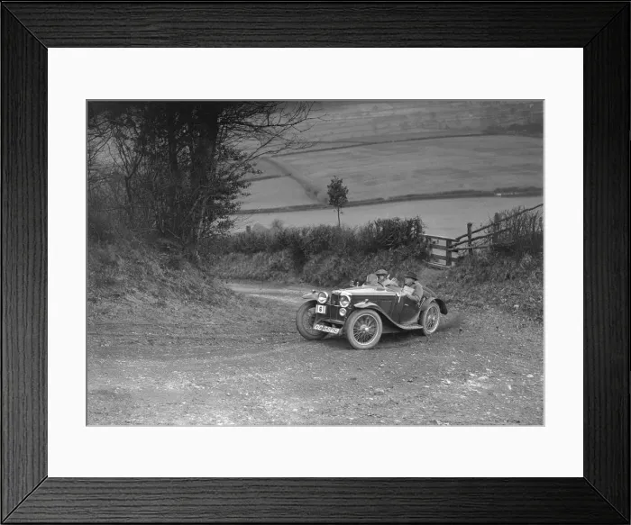 Framed Print : MG J2 of AJ Milburn competing in the MG Car Club Midland Centre Trial, 1938. Artist: Bill Brunell Framed Print : MG J2 of AJ Milburn competing in the MG Car Club Midland Centre Trial, 1938. Artist: Bill Brunell