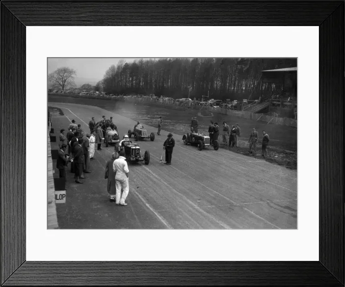 Framed Print : MG Q type, Frazer-Nash Shelsley and Bugatti Type 51 on the starting grid at Donington Park, 1930s Framed Print : MG Q type, Frazer-Nash Shelsley and Bugatti Type 51 on the starting grid at Donington Park, 1930s