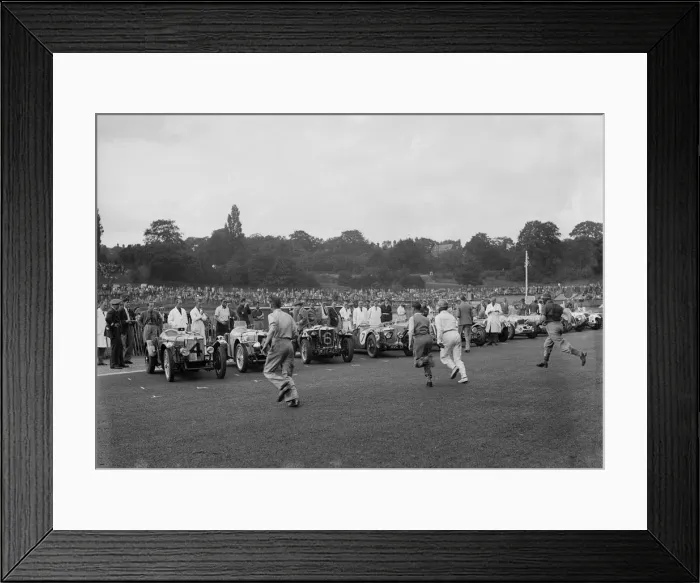 Framed Print : Drivers running to their cars at the start of a race at Crystal Palace, London, 1939 Framed Print : Drivers running to their cars at the start of a race at Crystal Palace, London, 1939