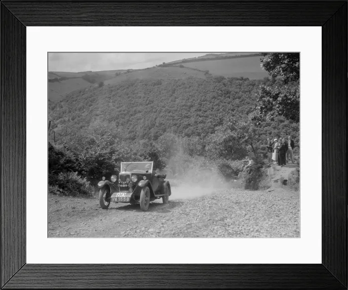 Framed Print : Riley 9 open 4-seater tourer at the Mid Surrey AC Barnstaple Trial, Beggars Roost, Devon, 1934