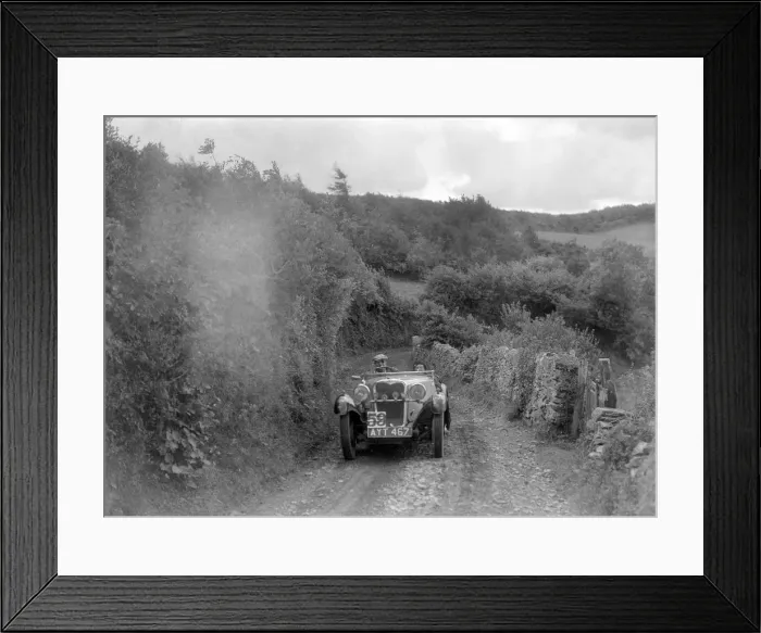 Framed Print : Singer open sports competing in the Mid Surrey AC Barnstaple Trial, 1934. Artist: Bill Brunell Framed Print : Singer open sports competing in the Mid Surrey AC Barnstaple Trial, 1934. Artist: Bill Brunell