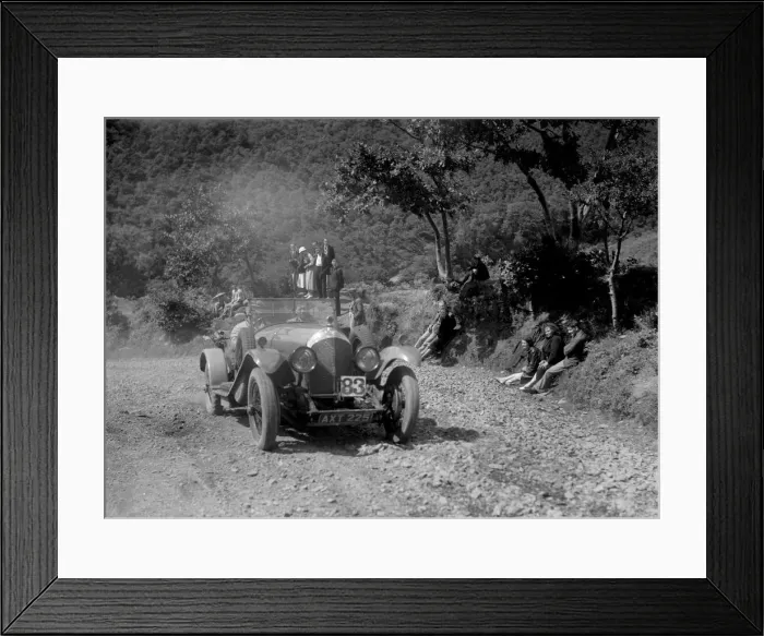 Framed Print : Bentley open 4-seater of FE Elgood competing in the Mid Surrey AC Barnstaple Trial, 1934 Framed Print : Bentley open 4-seater of FE Elgood competing in the Mid Surrey AC Barnstaple Trial, 1934
