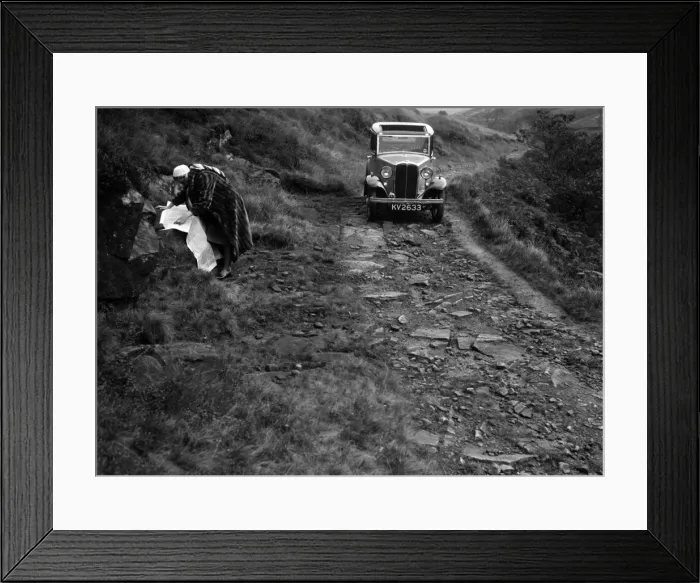 Framed Print : Kitty Brunell road testing a Standard Little Twelve saloon, c1932. Artist: Bill Brunell