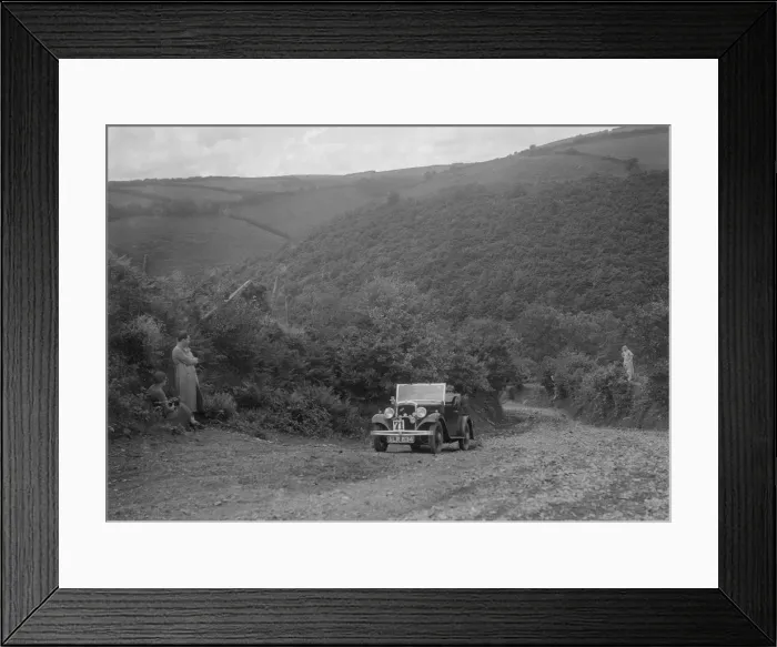 Framed Print : Austin 10 competing in the Mid Surrey AC Barnstaple Trial, Beggars Roost, Devon, 1934 Framed Print : Austin 10 competing in the Mid Surrey AC Barnstaple Trial, Beggars Roost, Devon, 1934