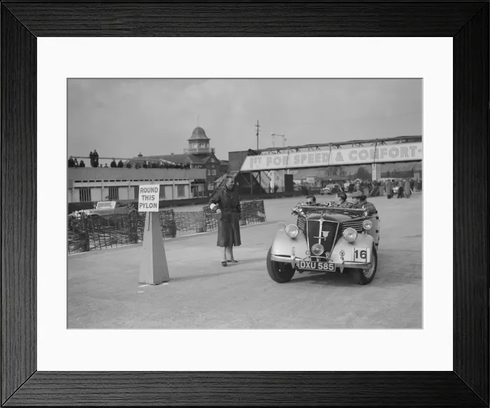 Framed Print : Renault open tourer competing in the JCC Rally, Brooklands, Surrey, 1939. Artist: Bill Brunell