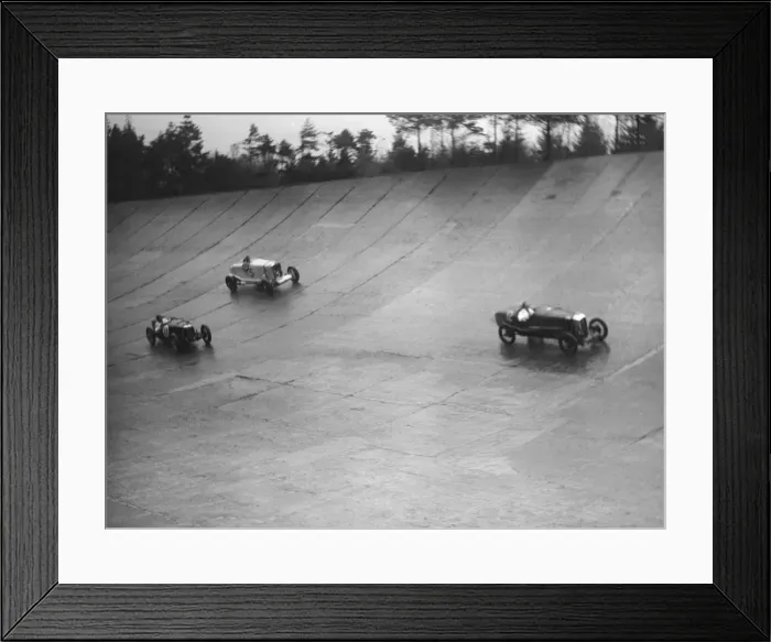 Framed Print : Salmson, Riley 9 Brooklands and Talbot 90 racing at a BARC meeting, Brooklands, Surrey