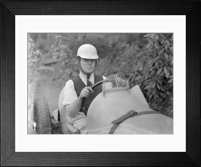 Framed Print : Charles Mortimer behind the wheel of an offset-bodied single-seater MG KN Special Framed Print : Charles Mortimer behind the wheel of an offset-bodied single-seater MG KN Special