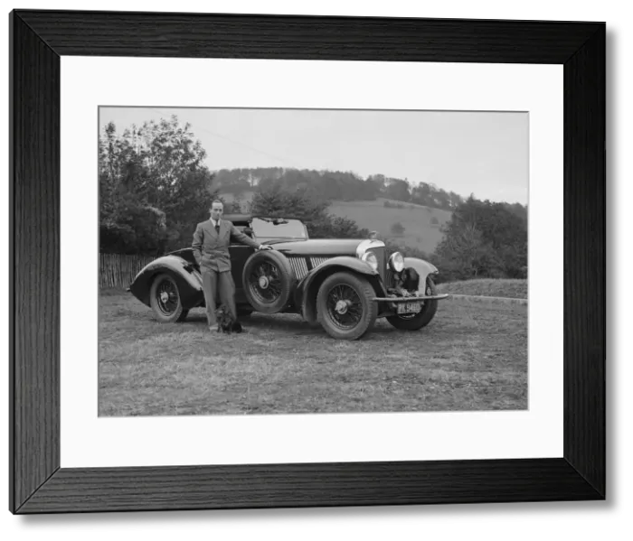 Framed Print : Charles Mortimer with his Barker-bodied 2-seater Bentley, c1930s Artist: Bill Brunell Framed Print : Charles Mortimer with his Barker-bodied 2-seater Bentley, c1930s Artist: Bill Brunell