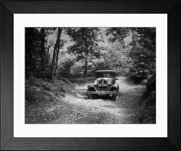 Framed Print : Ford Model A cabriolet competing in the Fingle Bridge Hillclimb, Devon, 1930s. Artist: Bill Brunell Framed Print : Ford Model A cabriolet competing in the Fingle Bridge Hillclimb, Devon, 1930s. Artist: Bill Brunell