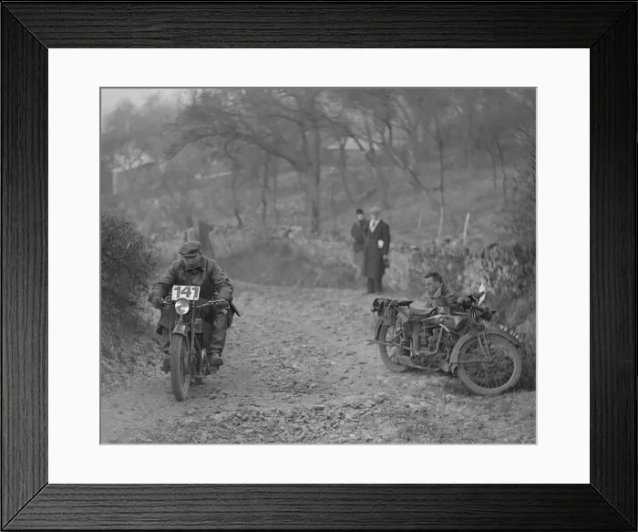 Framed Print : Motorcycle taking part in a trial, c1930s. Artist: Bill Brunell Framed Print : Motorcycle taking part in a trial, c1930s. Artist: Bill Brunell