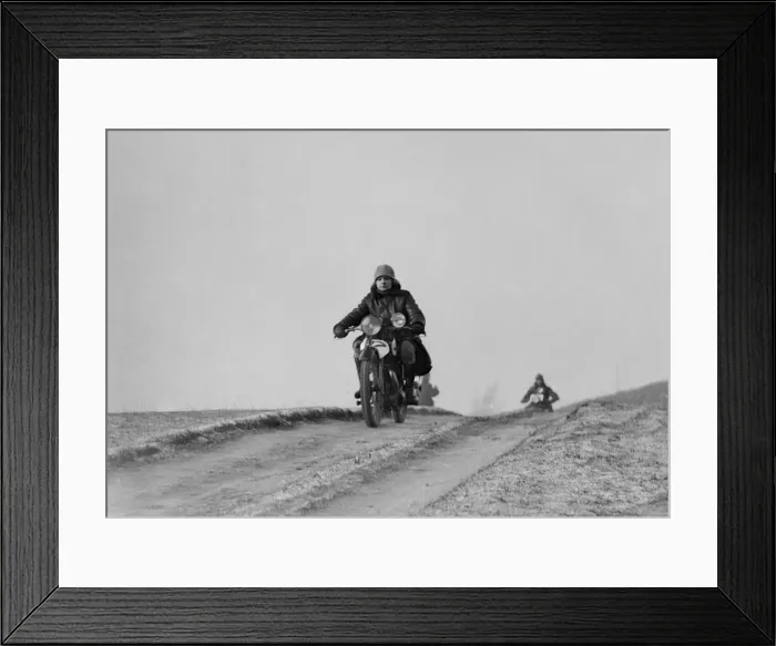 Framed Print : Motorcycle taking part in a trial, c1930s. Artist: Bill Brunell
