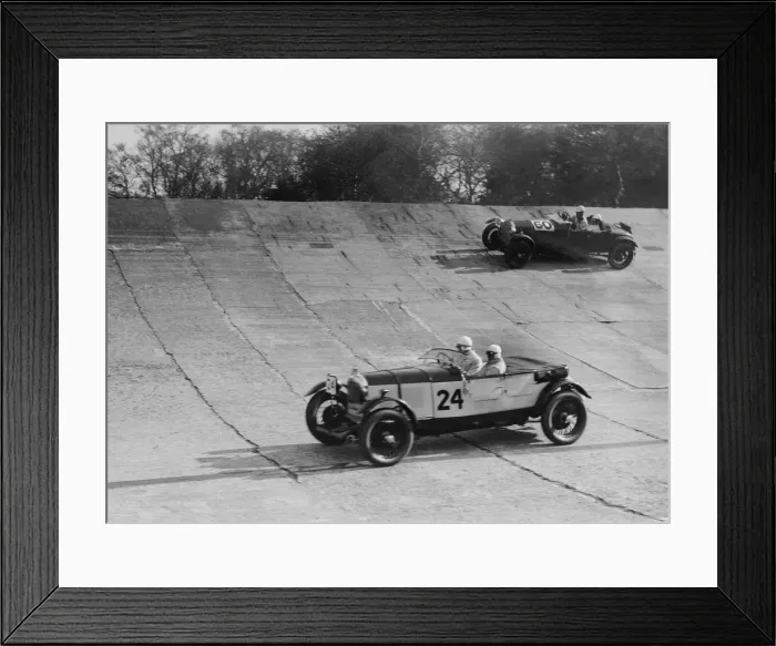 Framed Print : Lagonda and Alfa Romeo on the banking at the JCC Double Twelve Race, Brooklands, Surrey, 1929 Framed Print : Lagonda and Alfa Romeo on the banking at the JCC Double Twelve Race, Brooklands, Surrey, 1929