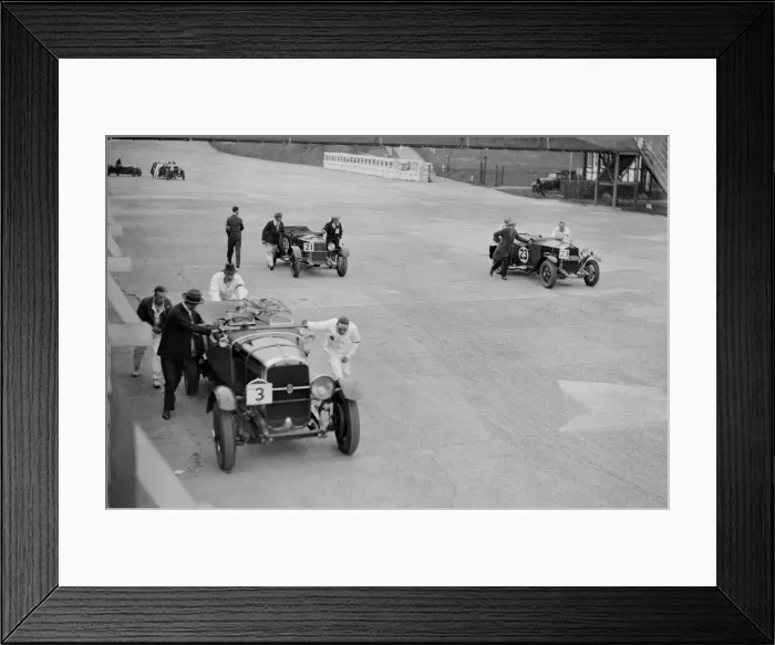 Framed Print : Studebaker and two OMs at the JCC Double Twelve Race, Brooklands, Surrey, 1929. Artist Framed Print : Studebaker and two OMs at the JCC Double Twelve Race, Brooklands, Surrey, 1929. Artist