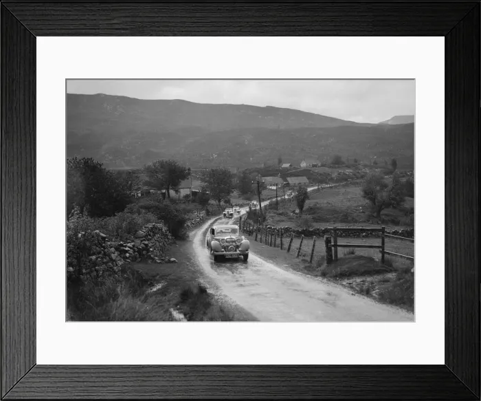 Framed Print : Singer Le Mans of WJB Richardson and SS Jaguar saloon of W Hetherington, RSAC Scottish Rally, 1936 Framed Print : Singer Le Mans of WJB Richardson and SS Jaguar saloon of W Hetherington, RSAC Scottish Rally, 1936