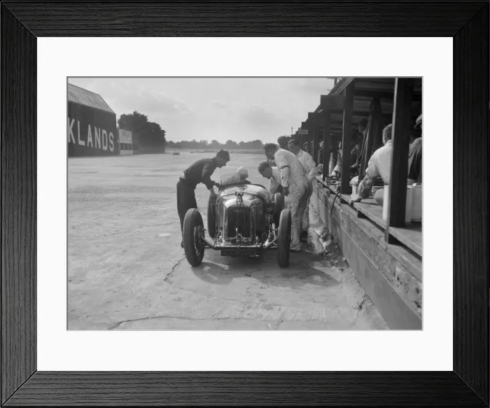 Framed Print : Amilcar C6 of Bill Humphreys in the pits, BRDC 500 Mile Race, Brooklands, 1931. Artist Framed Print : Amilcar C6 of Bill Humphreys in the pits, BRDC 500 Mile Race, Brooklands, 1931. Artist