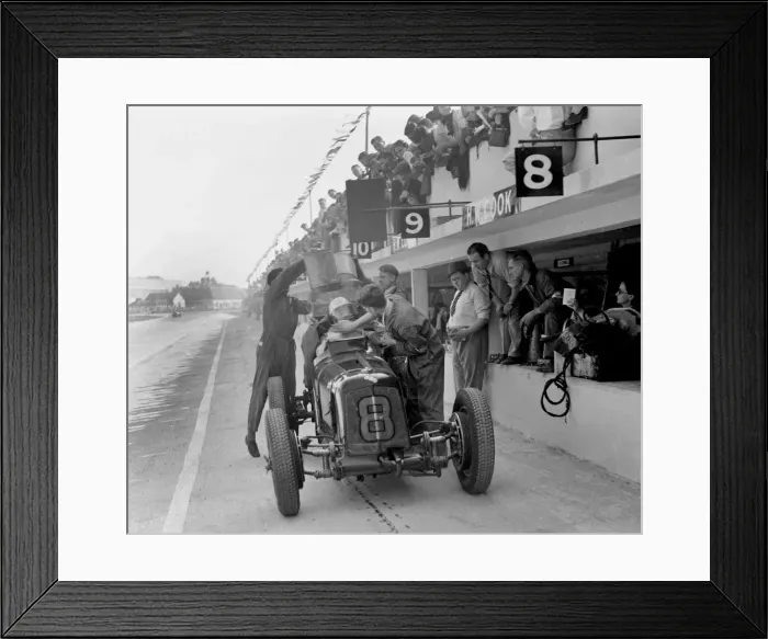 Framed Print : ERA R4C of Raymond Mays refuelling in the pits, JCC International Trophy, Brooklands, Surrey, 1937 Framed Print : ERA R4C of Raymond Mays refuelling in the pits, JCC International Trophy, Brooklands, Surrey, 1937