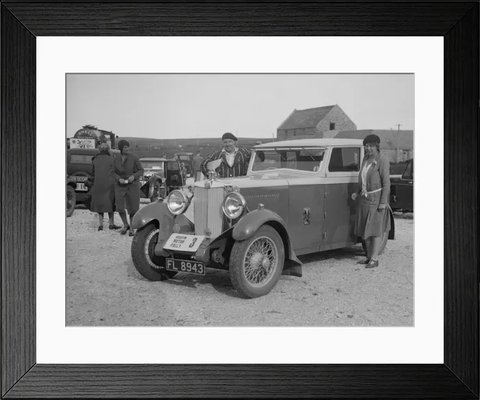 Framed Print : MG 18 / 80 saloon of Mrs R Gough at the B&HMC Brighton Motor Rally, 1930. Artist: Bill Brunell Framed Print : MG 18 / 80 saloon of Mrs R Gough at the B&HMC Brighton Motor Rally, 1930. Artist: Bill Brunell