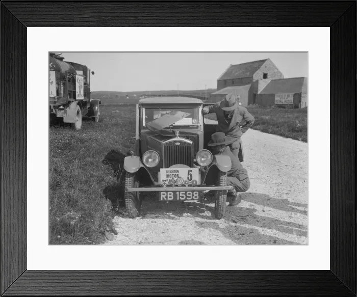 Framed Print : Boy Blue 2, Wolseley Hornet saloon of DEM Douglas-Morris, B&HMC Brighton Motor Rally, 1930 Framed Print : Boy Blue 2, Wolseley Hornet saloon of DEM Douglas-Morris, B&HMC Brighton Motor Rally, 1930