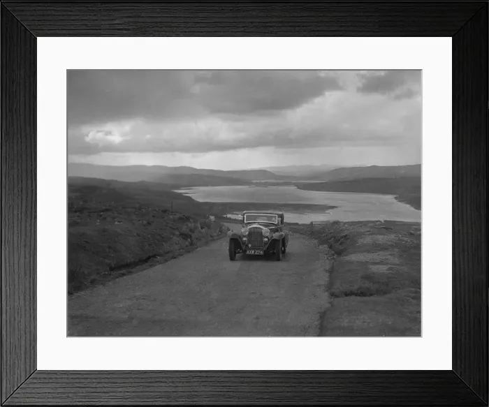 Framed Print : Bentley saloon of SK Thornley competing in the RSAC Scottish Rally, 1934. Artist: Bill Brunell Framed Print : Bentley saloon of SK Thornley competing in the RSAC Scottish Rally, 1934. Artist: Bill Brunell