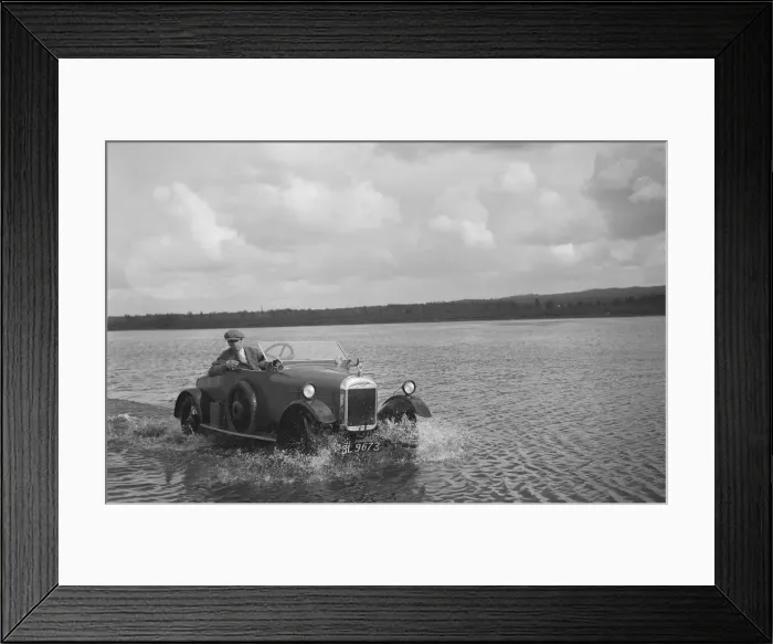 Framed Print : HG Pope driving a GWK through water at a demonstration event, Frensham Common Pond, Surrey, 1922 Framed Print : HG Pope driving a GWK through water at a demonstration event, Frensham Common Pond, Surrey, 1922