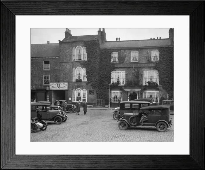 Framed Print : Cars parked outside the Fleece Hotel, Thirsk, Yorkshire, Ilkley & District Motor Club Trial Framed Print : Cars parked outside the Fleece Hotel, Thirsk, Yorkshire, Ilkley & District Motor Club Trial