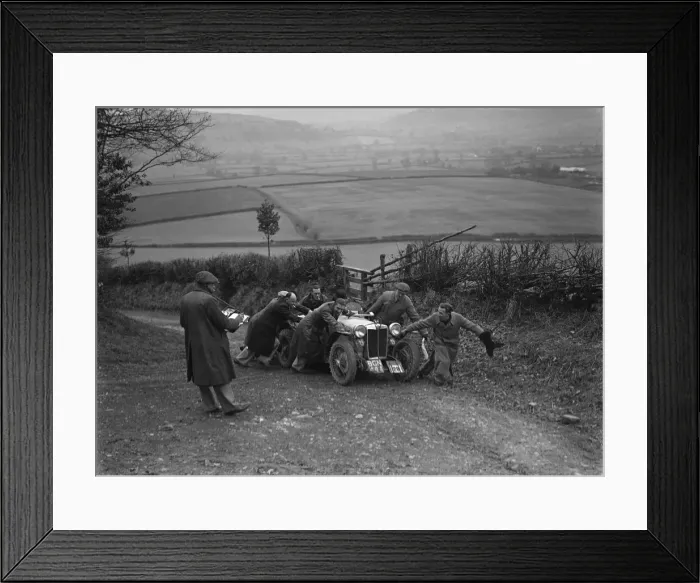 Framed Print : MG PB of K Scales getting a push during the MG Car Club Midland Centre Trial, 1938 Framed Print : MG PB of K Scales getting a push during the MG Car Club Midland Centre Trial, 1938