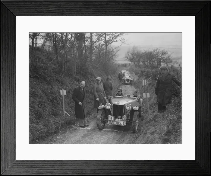 Framed Print : MG TA of Maurice Toulmin of the Cream Cracker Team at the MG Car Club Midland Centre Trial, 1938 Framed Print : MG TA of Maurice Toulmin of the Cream Cracker Team at the MG Car Club Midland Centre Trial, 1938