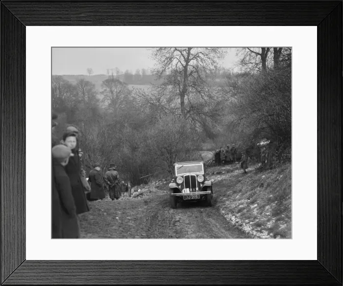 Framed Print : Standard Nine saloon of Mrs M Vaughan competing in the Sunbac Colmore Trial, Gloucestershire, 1933 Framed Print : Standard Nine saloon of Mrs M Vaughan competing in the Sunbac Colmore Trial, Gloucestershire, 1933