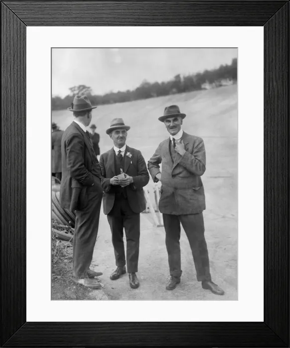 Framed Print : John Portwine and Selwyn Edge of AC Cars at Brooklands motor racing circuit, Surrey, c1921 Framed Print : John Portwine and Selwyn Edge of AC Cars at Brooklands motor racing circuit, Surrey, c1921