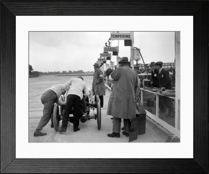 Framed Print : Temperino of JS Wood in the pits at the JCC 200 Mile Race, Brooklands, Surrey, 1921 Framed Print : Temperino of JS Wood in the pits at the JCC 200 Mile Race, Brooklands, Surrey, 1921