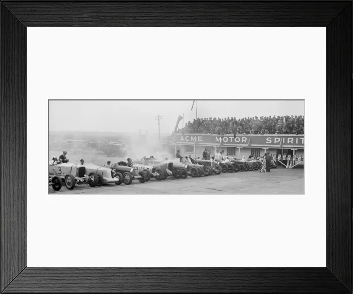 Framed Print : Cars at the start of a BARC race, Brooklands, 1930. Artist: Bill Brunell Framed Print : Cars at the start of a BARC race, Brooklands, 1930. Artist: Bill Brunell