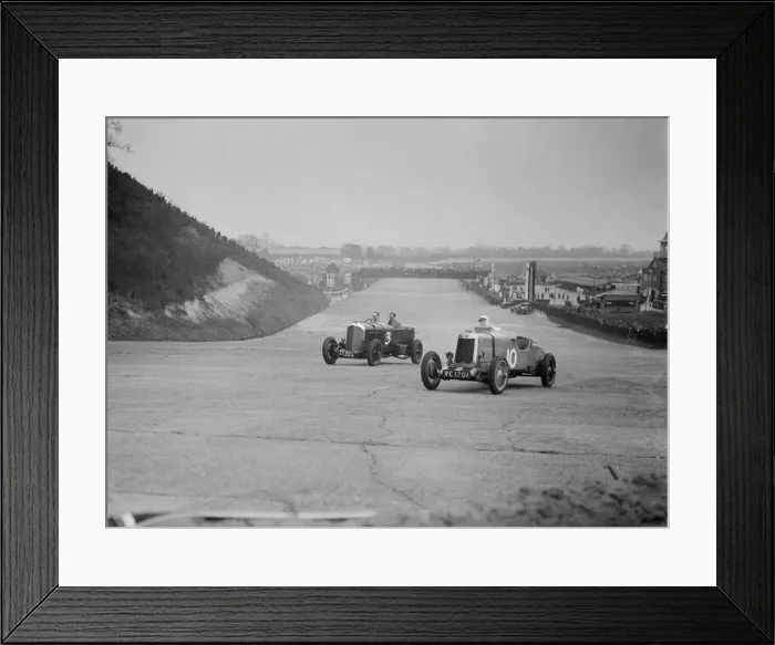 Framed Print : Bentley of Major H Butler and Lea-Francis Hyper racing at a BARC meeting, Brooklands, 1930 Framed Print : Bentley of Major H Butler and Lea-Francis Hyper racing at a BARC meeting, Brooklands, 1930