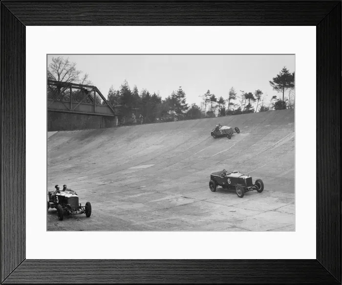 Framed Print : Bentley of Major H Butler and Sunbeam of BO Davis racing at a BARC meeting, Brooklands, 1930 Framed Print : Bentley of Major H Butler and Sunbeam of BO Davis racing at a BARC meeting, Brooklands, 1930