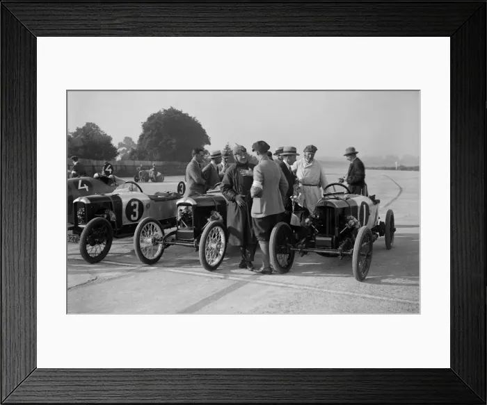 Framed Print : Salmson and two GNs, JCC 200 Mile Race, Brooklands, 1922. Artist: Bill Brunell Framed Print : Salmson and two GNs, JCC 200 Mile Race, Brooklands, 1922. Artist: Bill Brunell