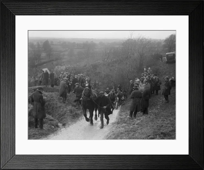 Framed Print : Horse towing a car up Ibberton Hill, Dorset, MCC Exeter Trial, 1930. Artist: Bill Brunell Framed Print : Horse towing a car up Ibberton Hill, Dorset, MCC Exeter Trial, 1930. Artist: Bill Brunell