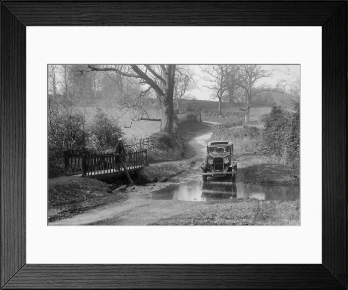 Framed Print : Talbot 75 4-door saloon driving through a ford, c1930. Artist: Bill Brunell Framed Print : Talbot 75 4-door saloon driving through a ford, c1930. Artist: Bill Brunell