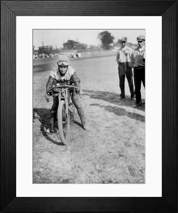 Framed Print : American speedway rider Art Pecha on his Harley-Davidson, Lea Bridge Stadium, Leyton, London, 1928 Framed Print : American speedway rider Art Pecha on his Harley-Davidson, Lea Bridge Stadium, Leyton, London, 1928