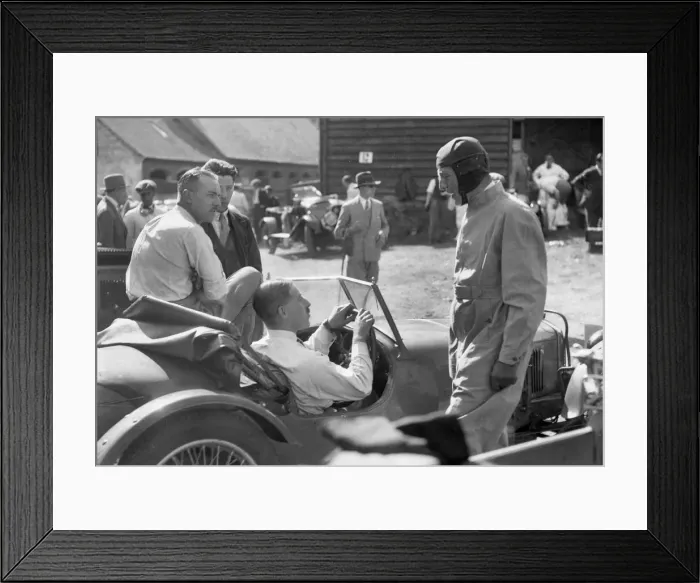 Framed Print : Earl Howe beside a Riley 9 Brooklands at the MAC Shelsley Walsh Hillclimb, Worcestershire, c1930s Framed Print : Earl Howe beside a Riley 9 Brooklands at the MAC Shelsley Walsh Hillclimb, Worcestershire, c1930s