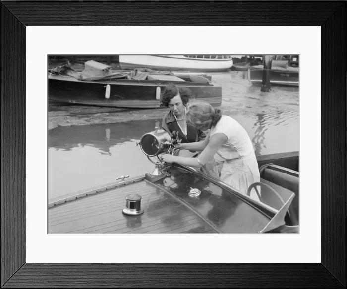 Framed Print : Kitty Brunell in a British Power Boat Company launch, Hythe, Hampshire, 1927. Artist: Bill Brunell Framed Print : Kitty Brunell in a British Power Boat Company launch, Hythe, Hampshire, 1927. Artist: Bill Brunell