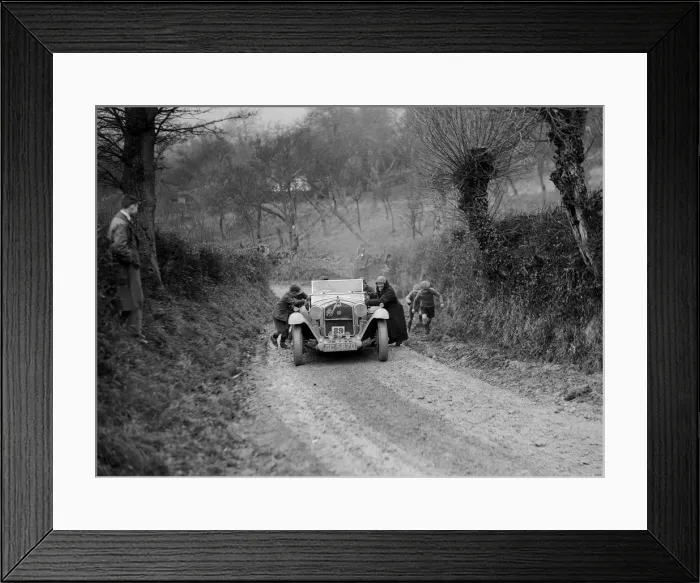 Framed Print : Alfa Romeo of KD Evans getting a push at the NWLMC London-Gloucester Trial, 1931 Framed Print : Alfa Romeo of KD Evans getting a push at the NWLMC London-Gloucester Trial, 1931