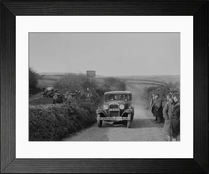Framed Print : Ford Model A saloon of ASR Payne, MCC Lands End Trial, summit of Beggars Roost, Devon, 1933 Framed Print : Ford Model A saloon of ASR Payne, MCC Lands End Trial, summit of Beggars Roost, Devon, 1933