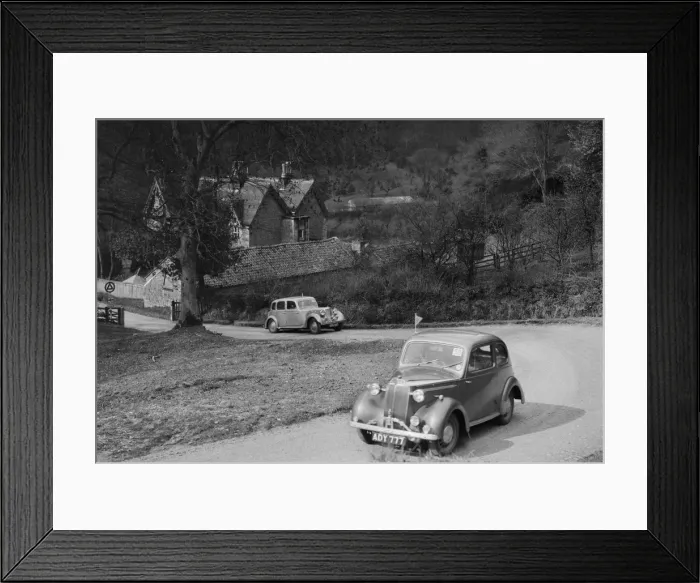 Framed Print : Vauxhall 10 of Miss IM Burton amd Rover of CG Dunham competing in the RAC Rally, 1939 Framed Print : Vauxhall 10 of Miss IM Burton amd Rover of CG Dunham competing in the RAC Rally, 1939