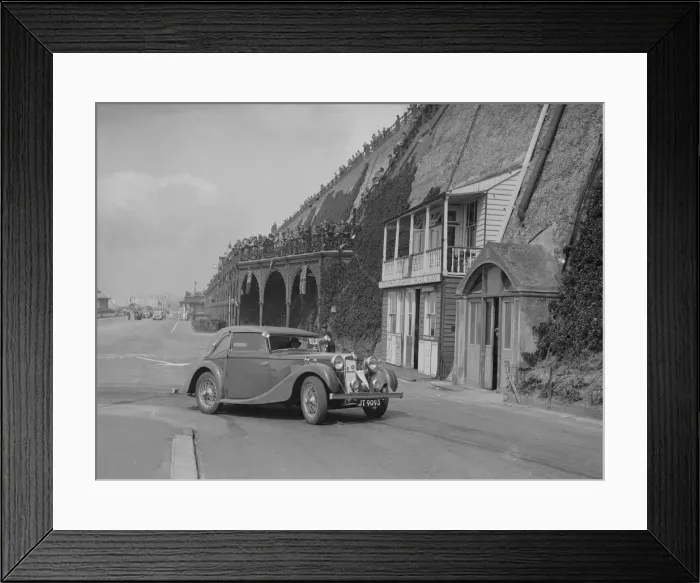 Framed Print : MG VA Tickford tourer of Lilian Roper competing in the RAC Rally, Madeira Drive, Brighton, 1939