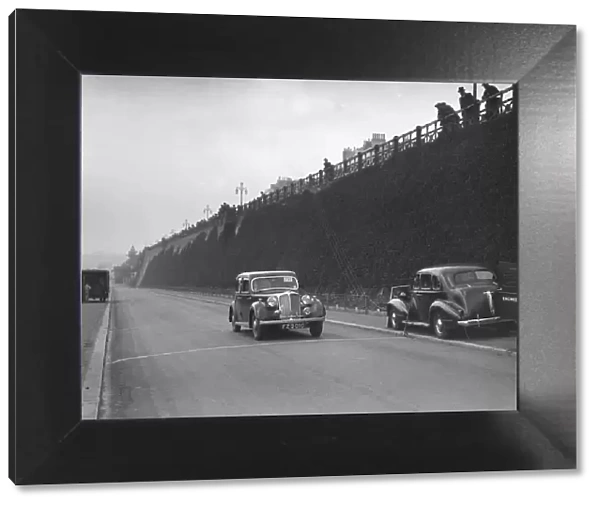 Rover saloon of A Corrie competing in the RAC Rally, Madeira Drive, Brighton, 1939