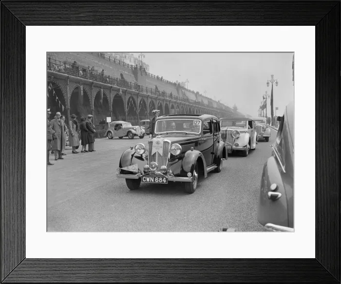 Framed Print : Riley 4-door saloon of AS Bassett at the RAC Rally, Madeira Drive, Brighton, 1939 Framed Print : Riley 4-door saloon of AS Bassett at the RAC Rally, Madeira Drive, Brighton, 1939