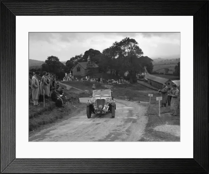 Framed Print : Singer B37 1. 5 litre sports of WC Butler competing in the South Wales Auto Club Welsh Rally Framed Print : Singer B37 1. 5 litre sports of WC Butler competing in the South Wales Auto Club Welsh Rally