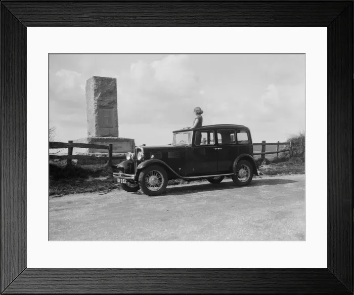Framed Print : Standard Sixteen saloon beside the Cricket Monument, Hambledon, Hampshire, 1930s Artist Framed Print : Standard Sixteen saloon beside the Cricket Monument, Hambledon, Hampshire, 1930s Artist